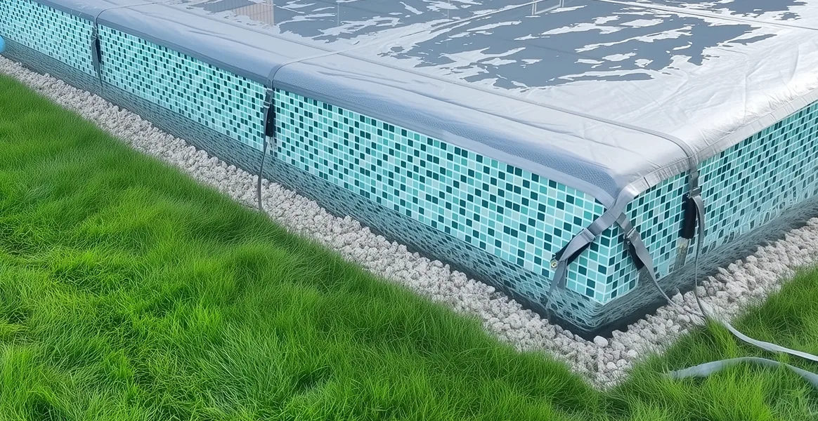 Покрывало для бассейна под снегом — защита зимой в Барнауле